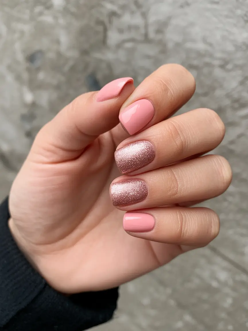 christmas nail designs pink Blush & Sparkle Harmony