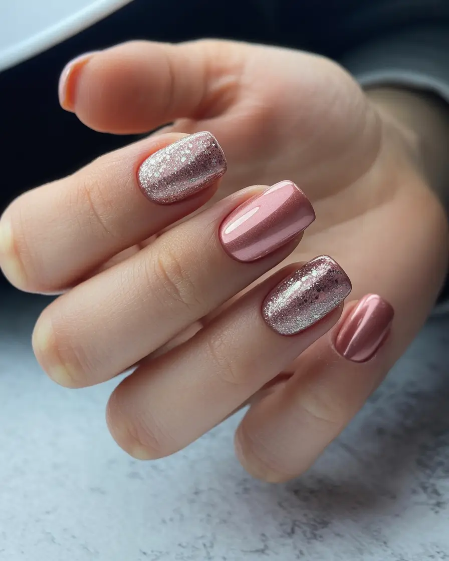 christmas nail designs 2025 Rose Gold Miracle