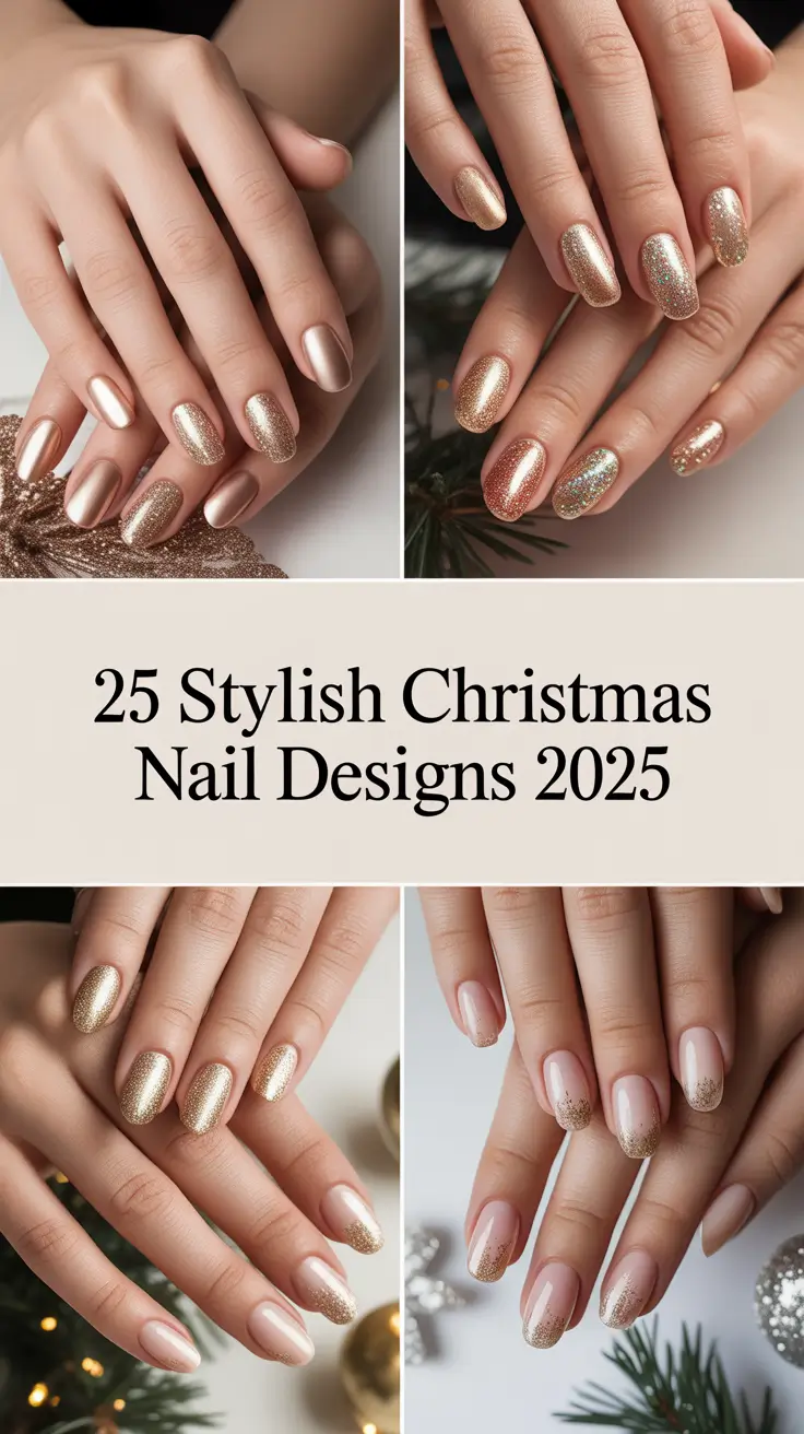 Stylish Christmas Nail Designs 2025: Elegant, Glittering & Easy Holiday Manicure Ideas