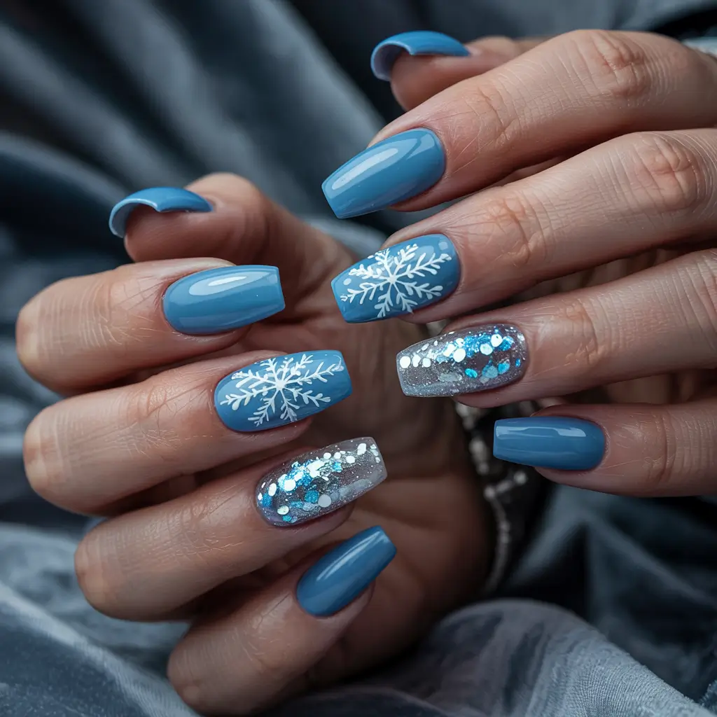 winter-nails-ideas-blue-and-white-arctic-spark-glam
