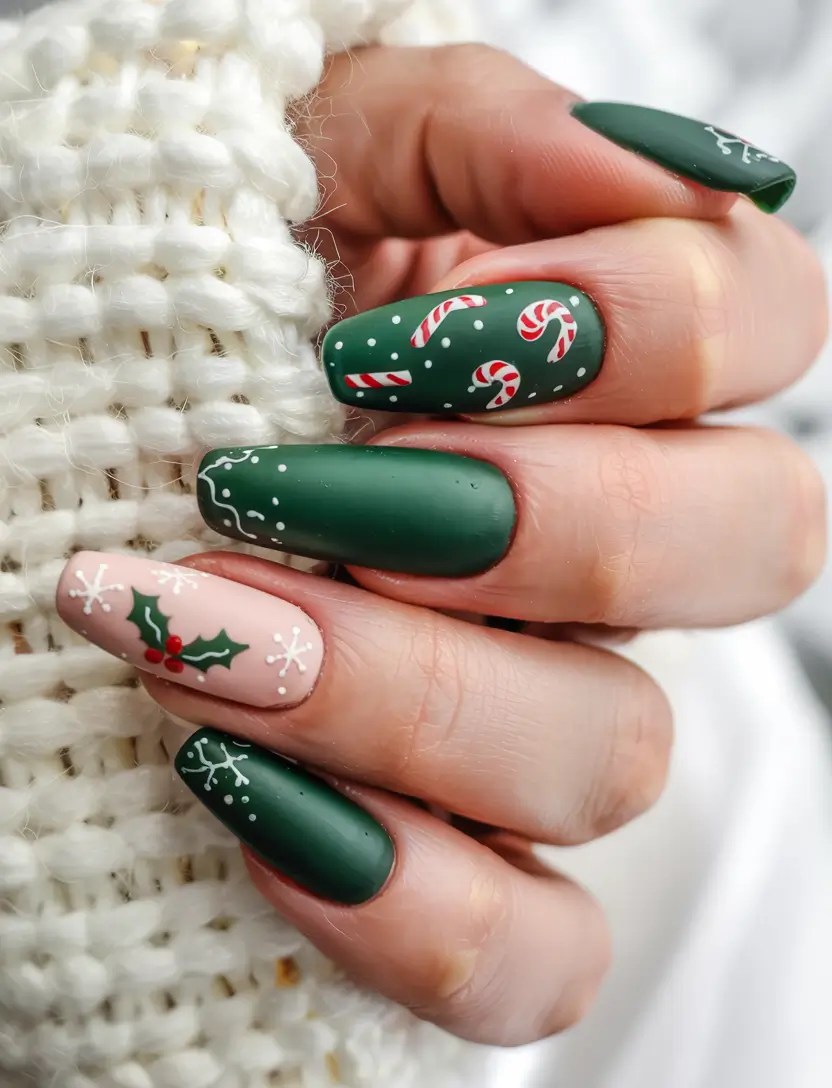 winter nails ideas green Green Cozy Christmas Vibes