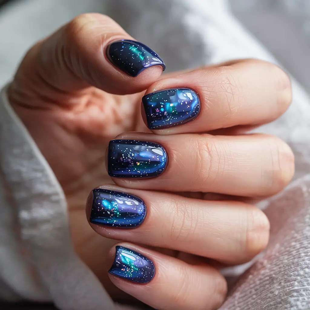 winter nails ideas blue Galaxy Blue Dream