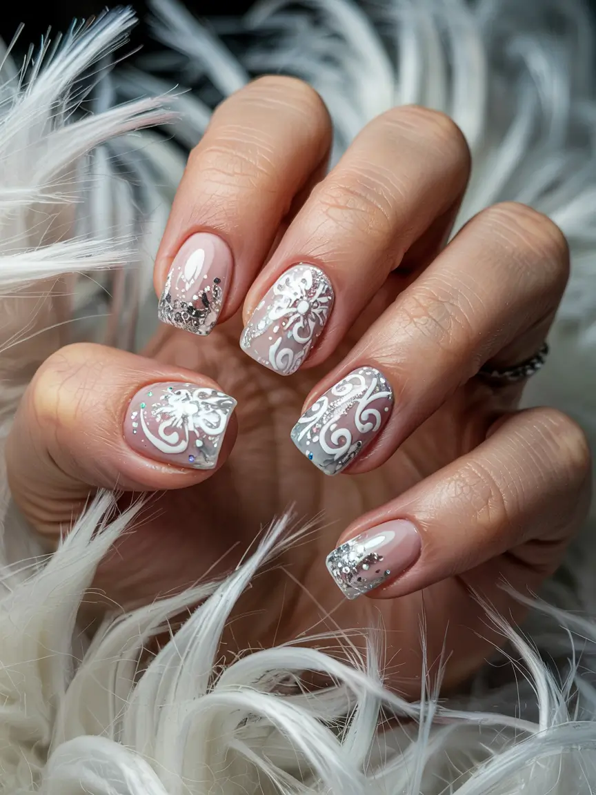 winter nails ideas snowflake Crystal Whirl Snow Fantasy