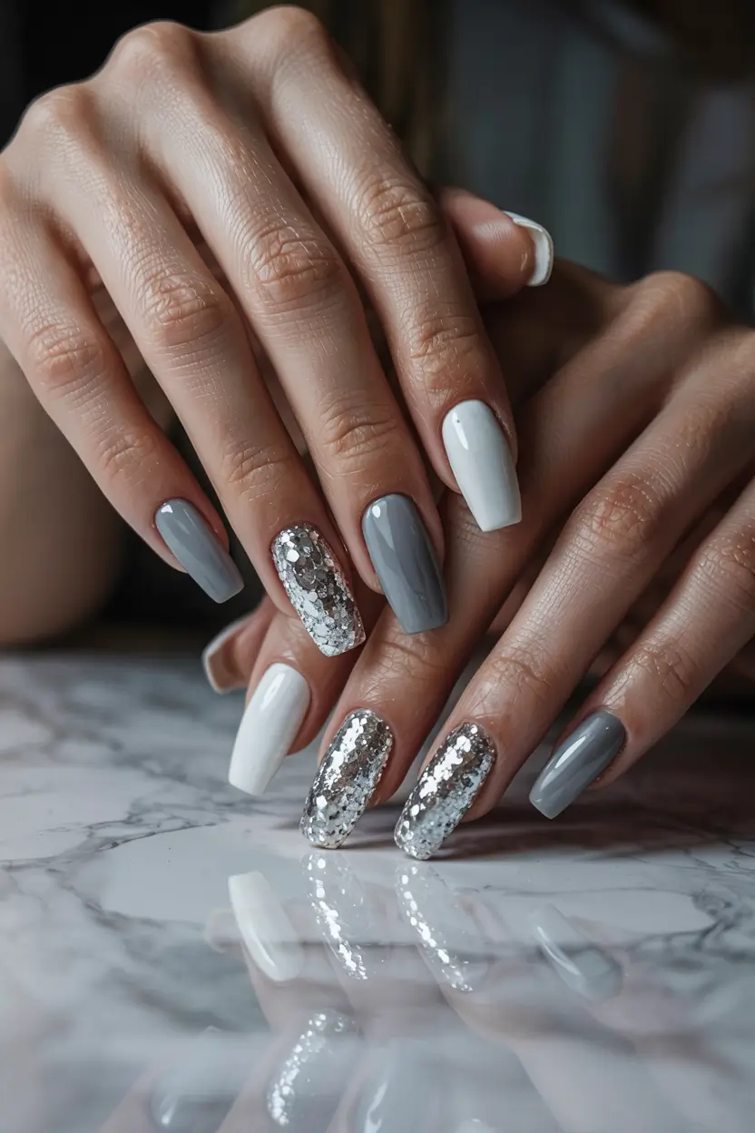 winter-nails-ideas-2025-silver-frost-city-light