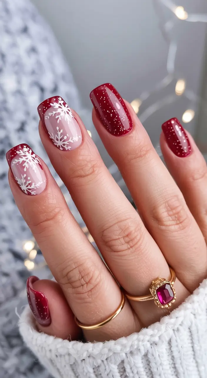 winter-nails-ideas-red-ruby-snowfall-magic