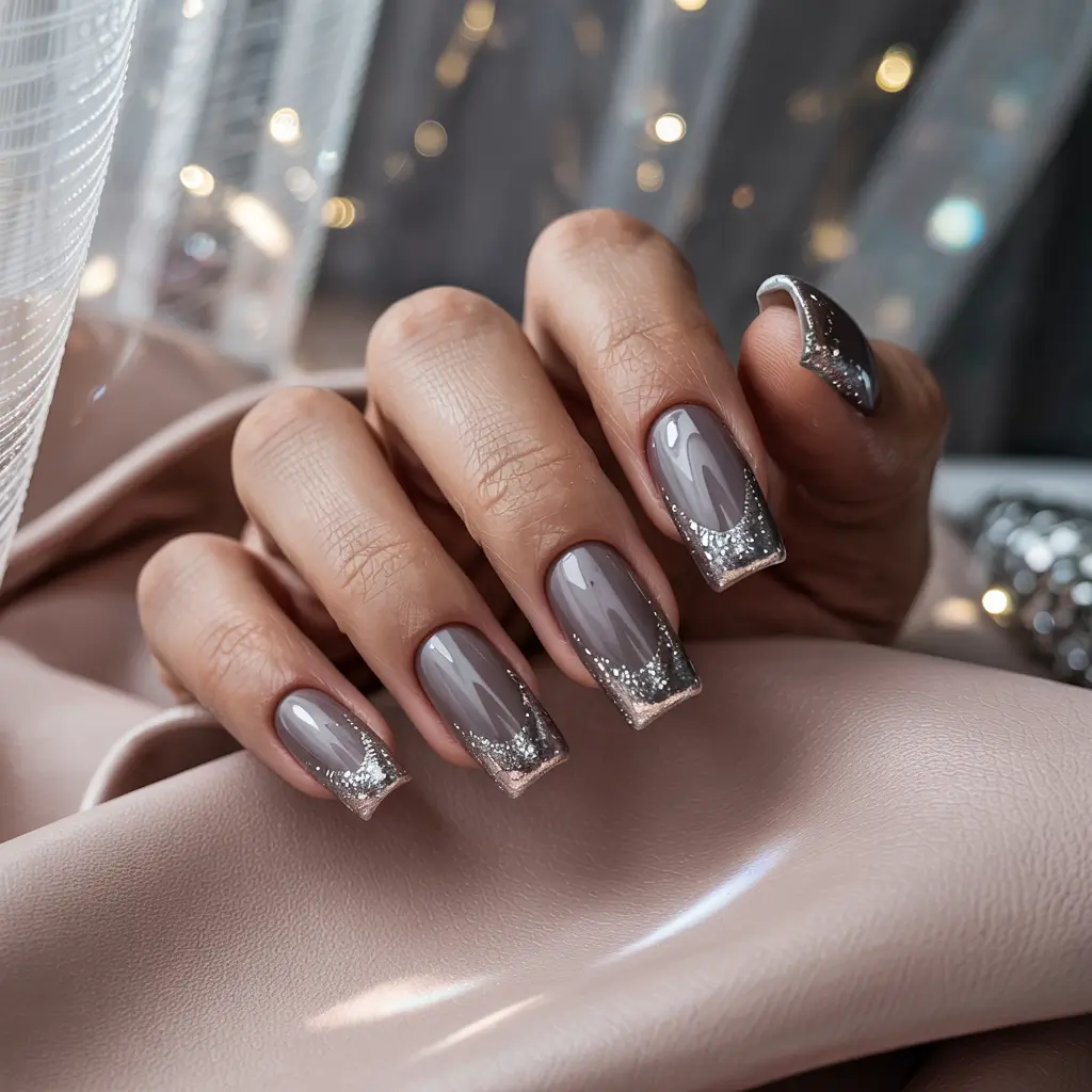 winter-nails-ideas-gray-glistening-french