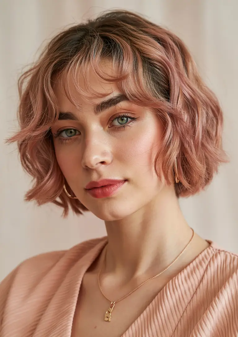 winter-hair-color-short-bob-haircuts-brown-rose-gold