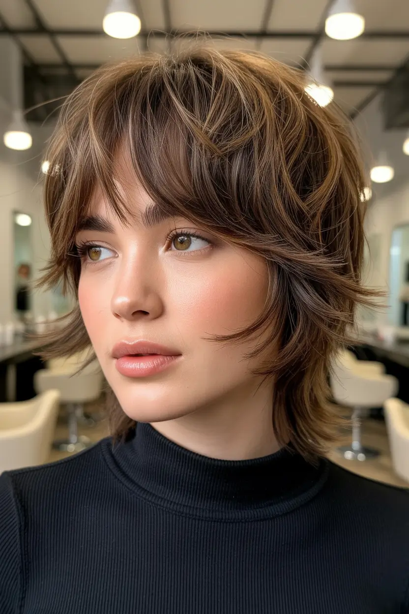 short winter haircuts for women Layered Modern Shag