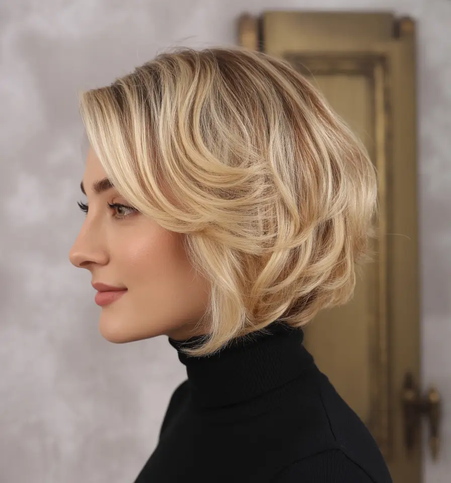 short winter haircuts for women Honey Blonde Curved Bob