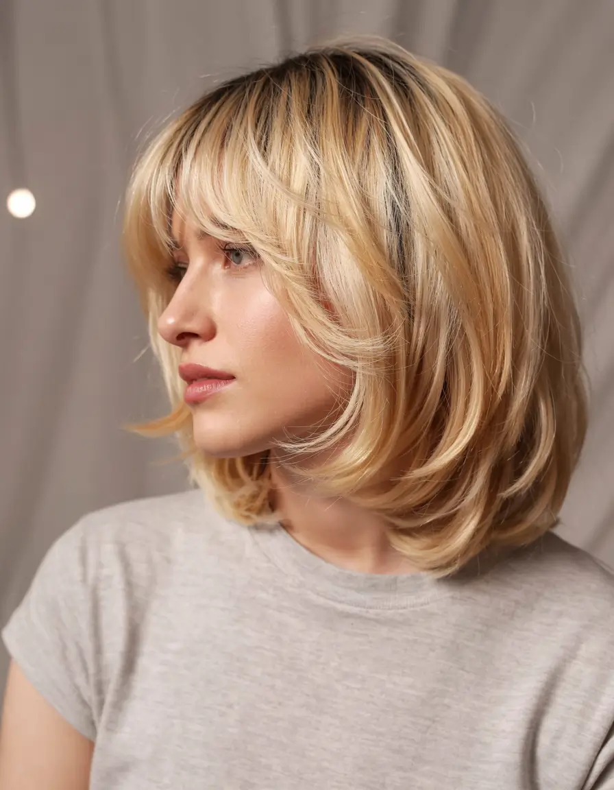 cute-winter-haircuts-for-women-butter-blonde-bangs