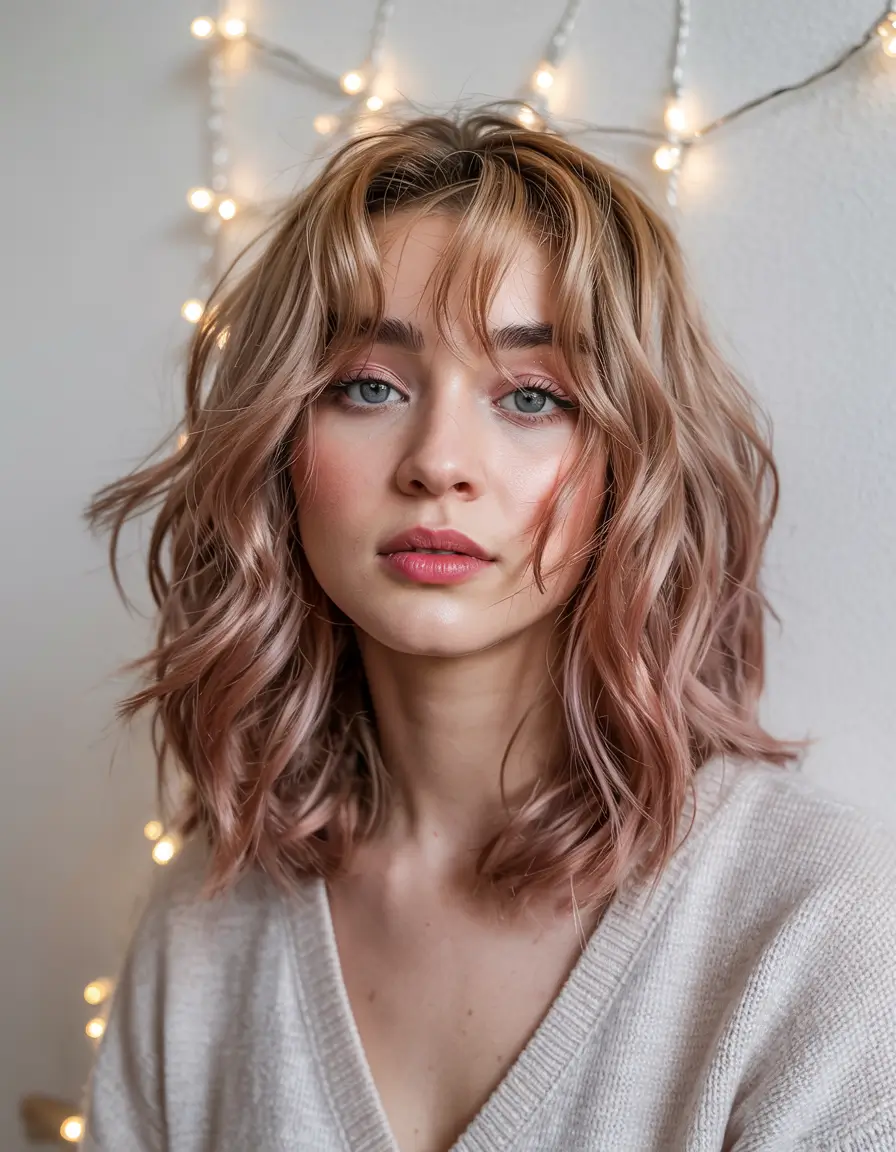cute-winter-haircuts-for-women-pastel-rose-shag