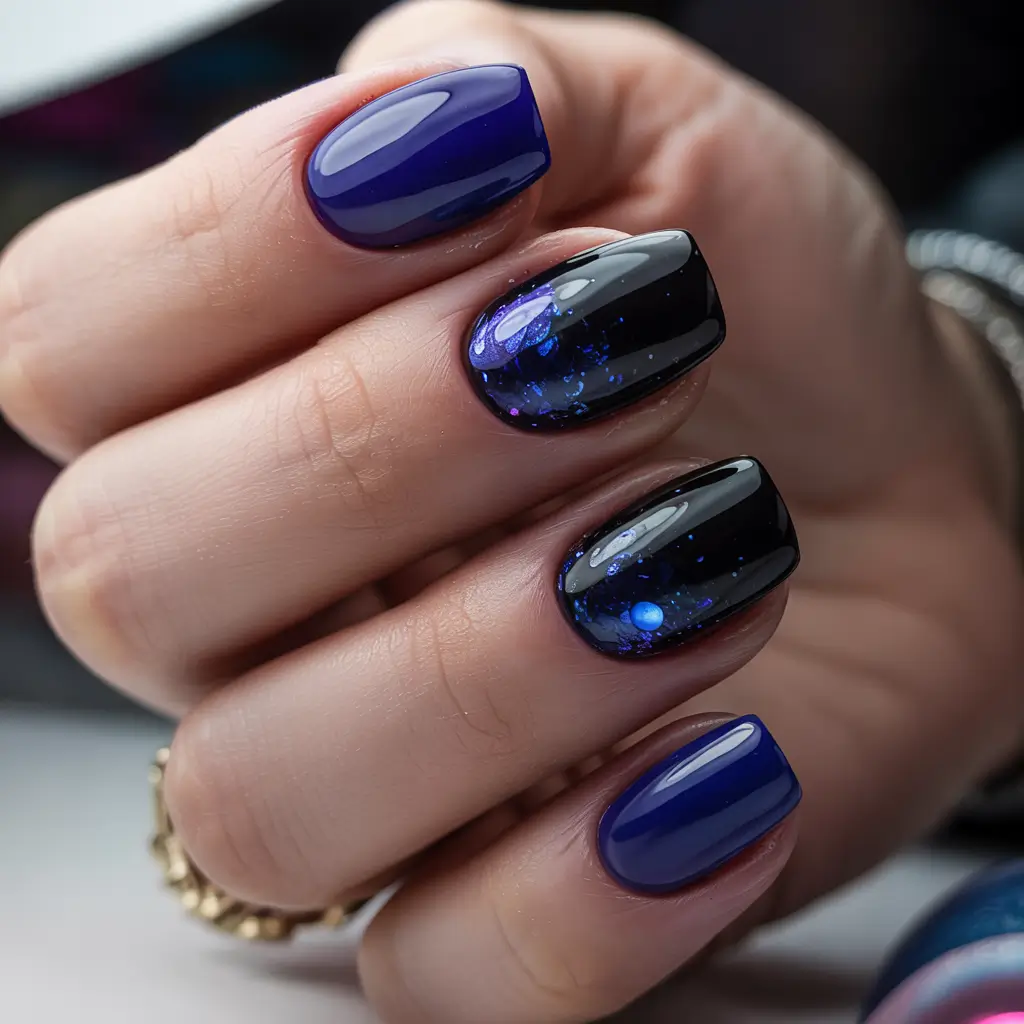 dark winter nail colors opi Cosmic French Glow