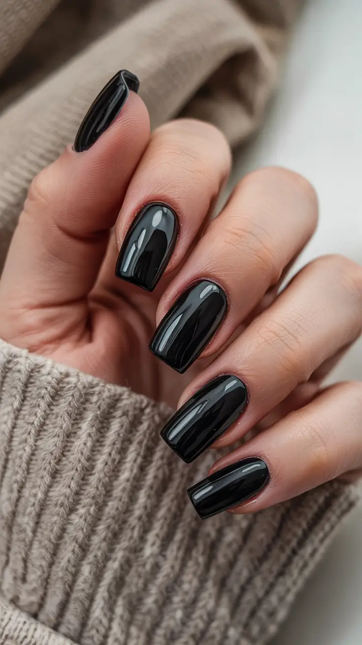 dark winter nail colors gel Jet Black Classic