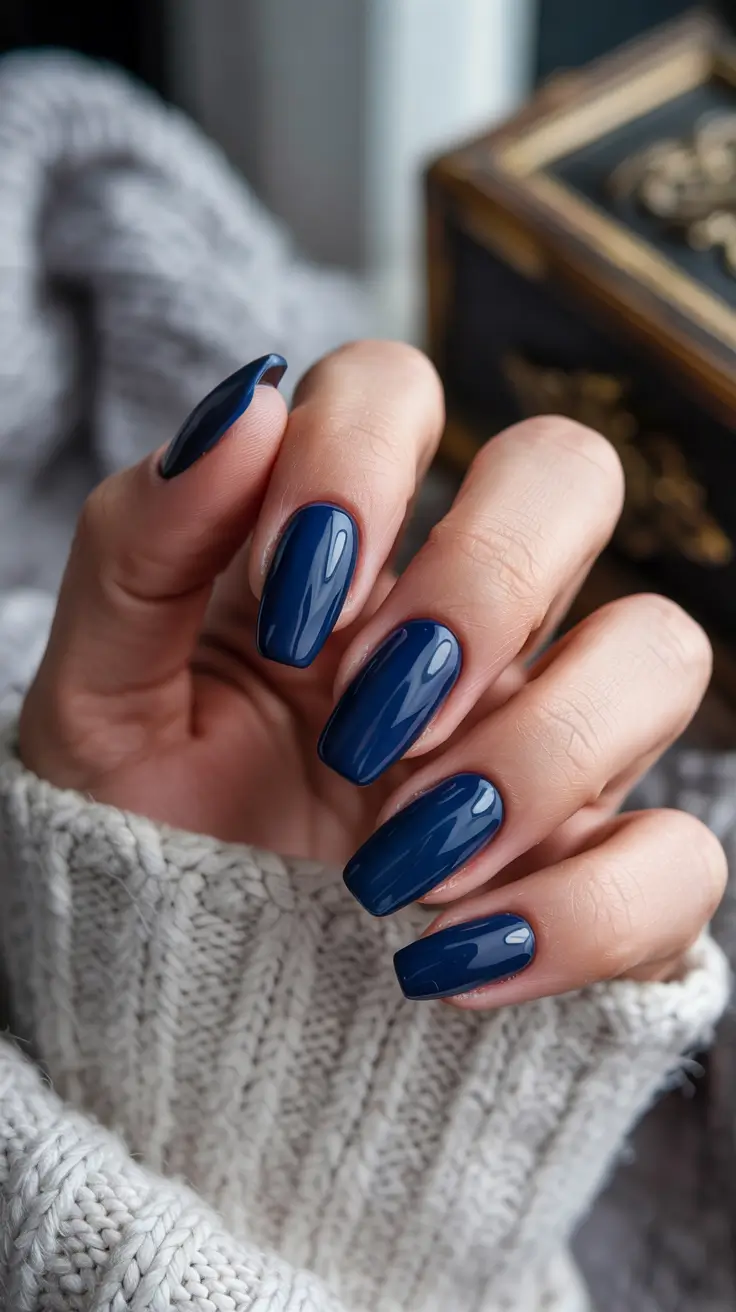 dark nail colors winter navy blue Midnight Knit