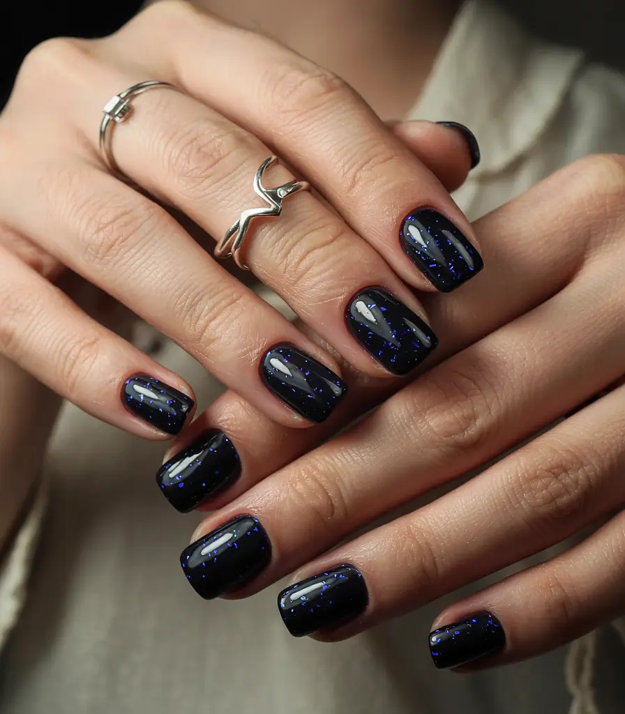 dark winter nail colors gel Starlit Ink