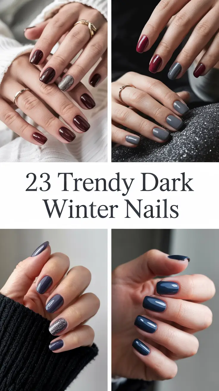 Trendy Dark Winter Nails 2025–2026: Elegant Gel, OPI & Almond Shades for the Season