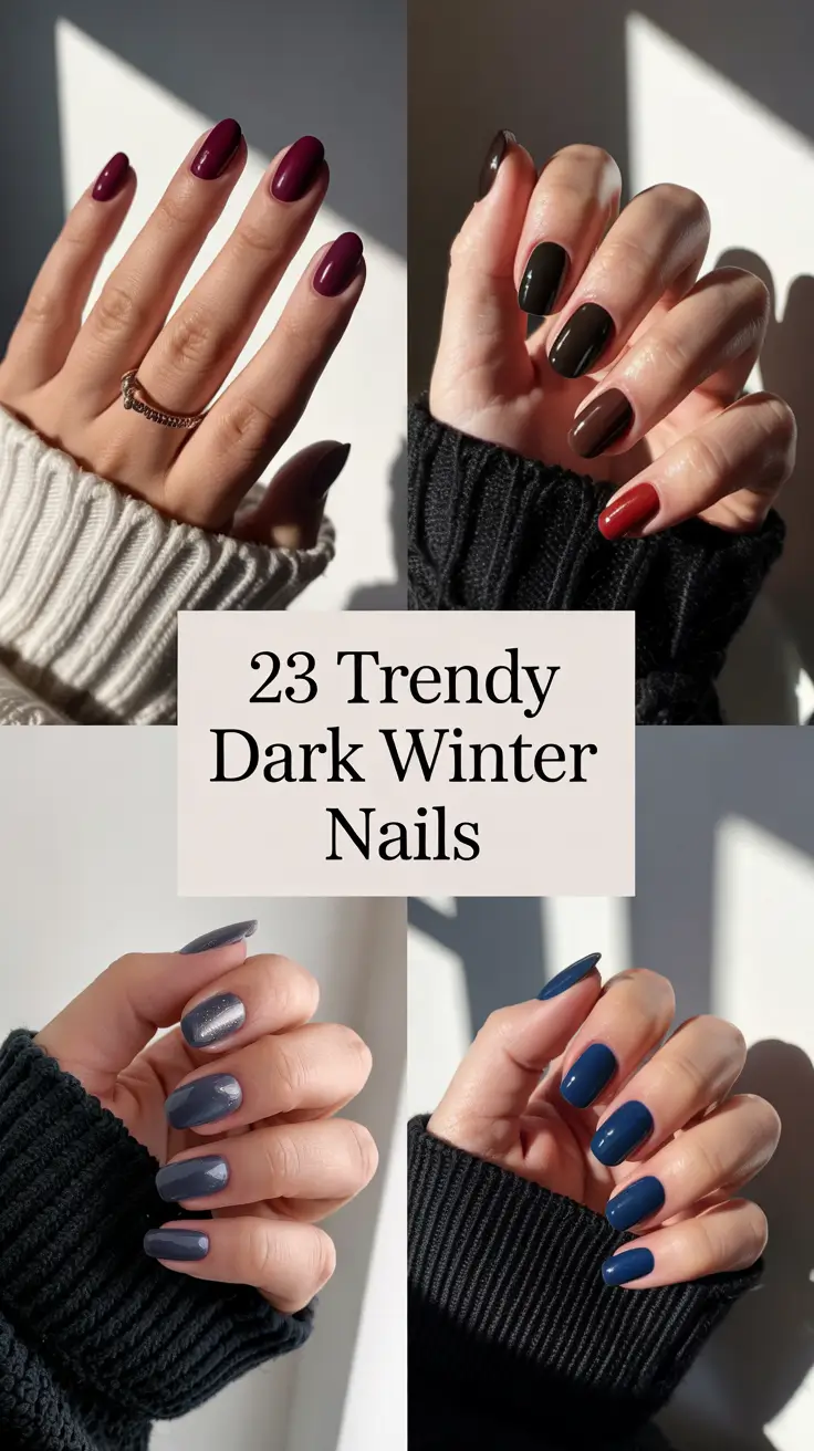 Trendy Dark Winter Nails 2025–2026: Elegant Gel, OPI & Almond Shades for the Season