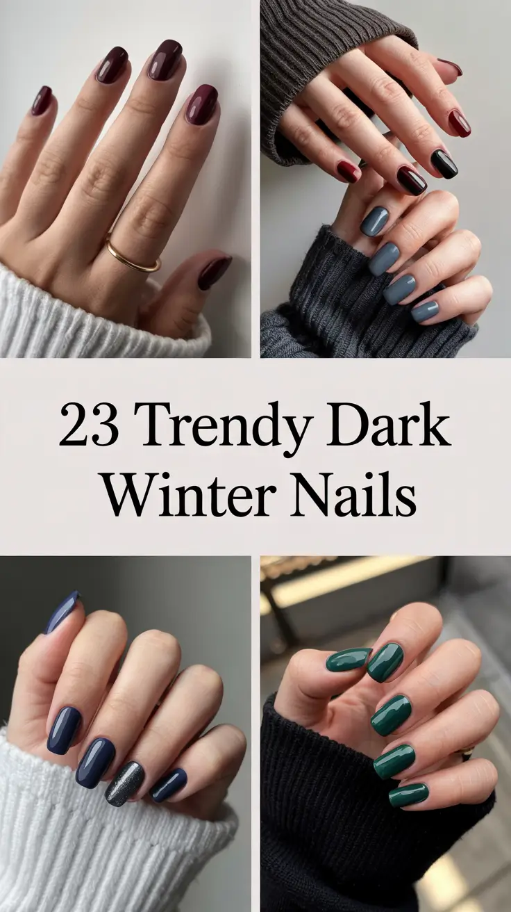 Trendy Dark Winter Nails 2025–2026: Elegant Gel, OPI & Almond Shades for the Season