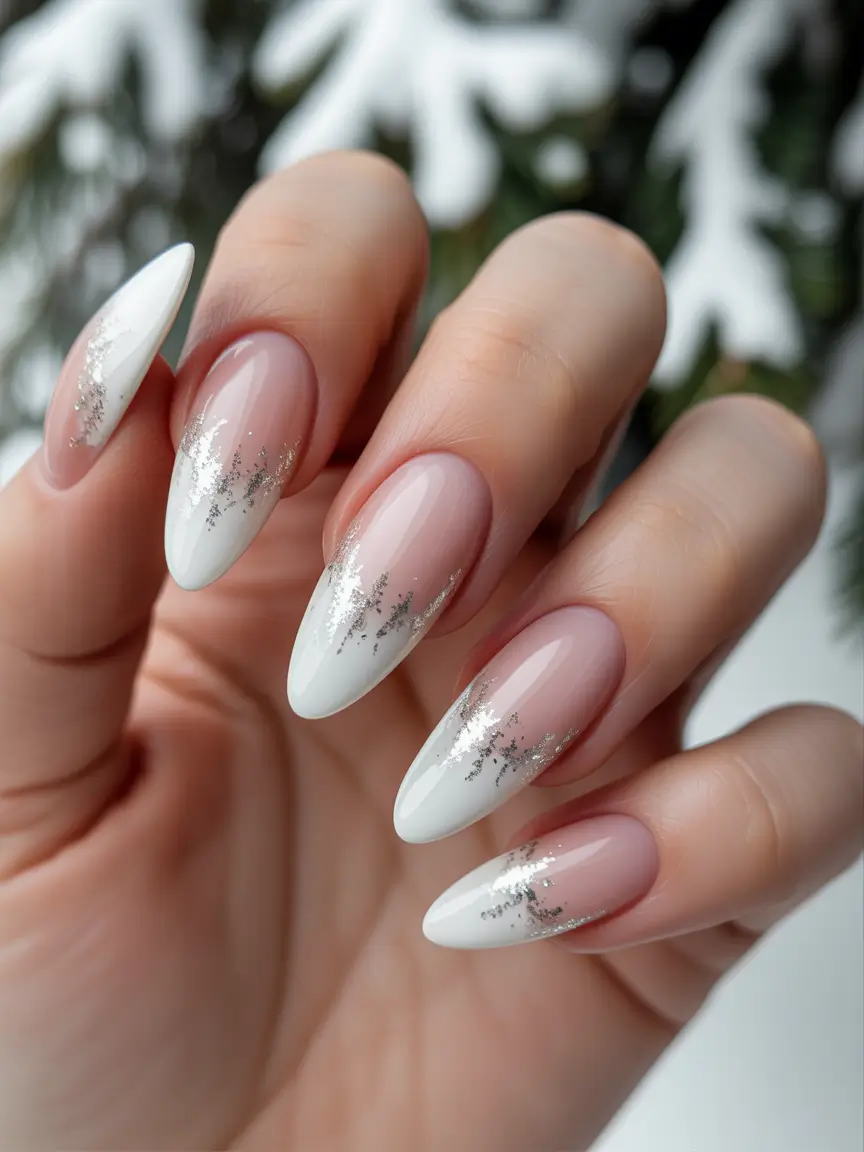 christmas french nails snowflake Snowfall French Magic