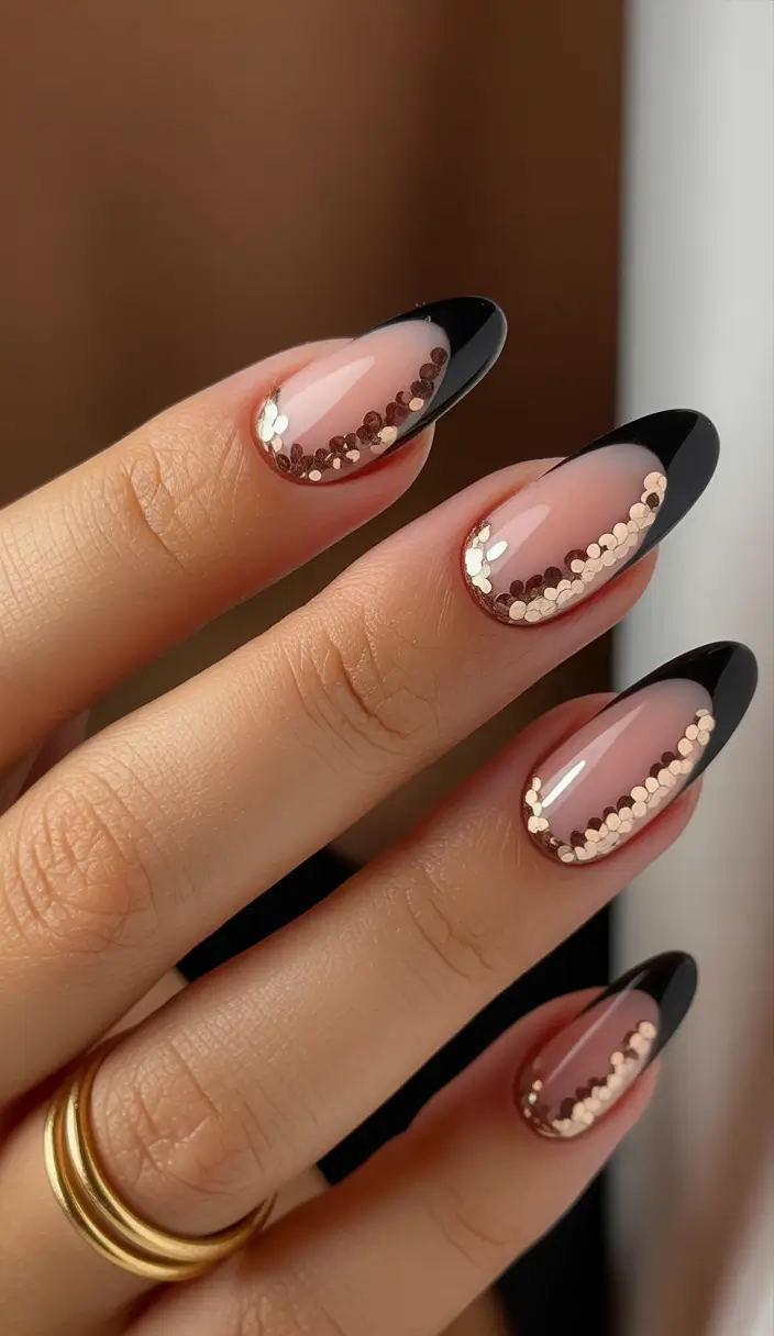 christmas french nails classy Golden Noir Edge