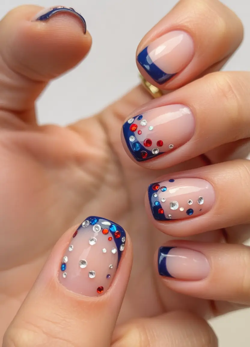 christmas french nails design Midnight Sparkle French