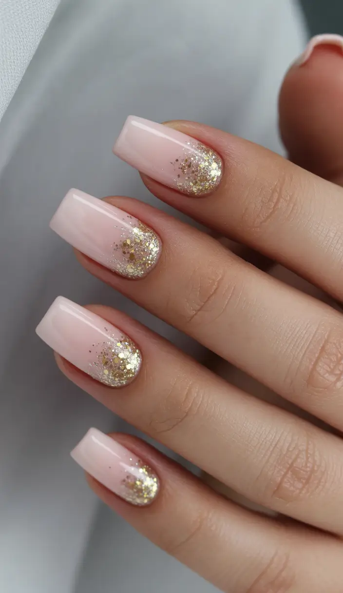 christmas french nails classy Golden Glow at Dusk