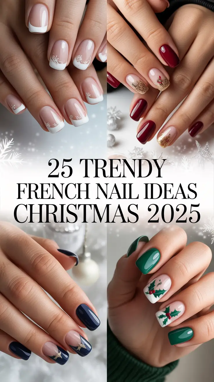 Trendy French Nail Ideas Christmas 2025: The Most Classy & Sparkling Holiday Designs
