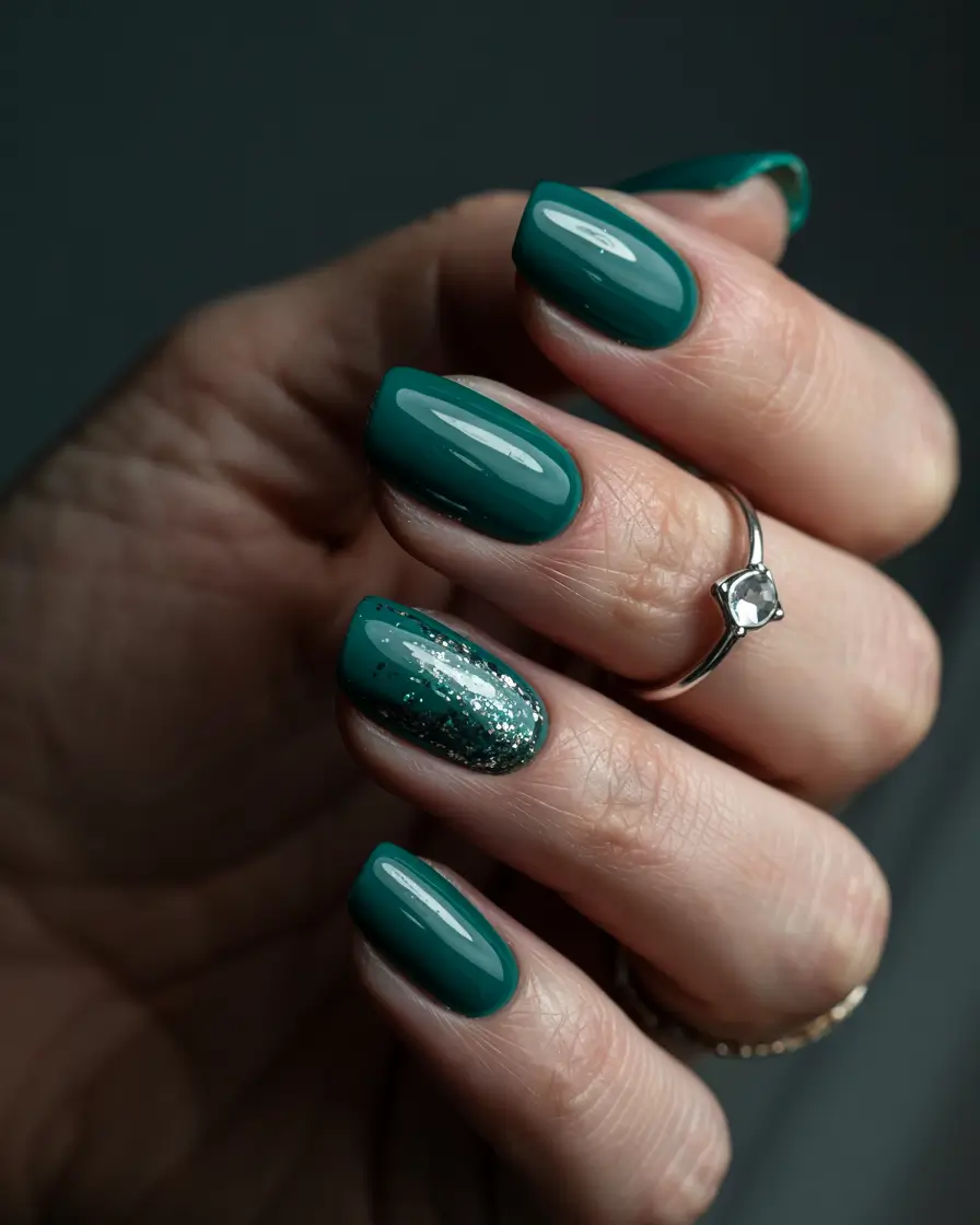 green winter nails simple Winter Teal Spark