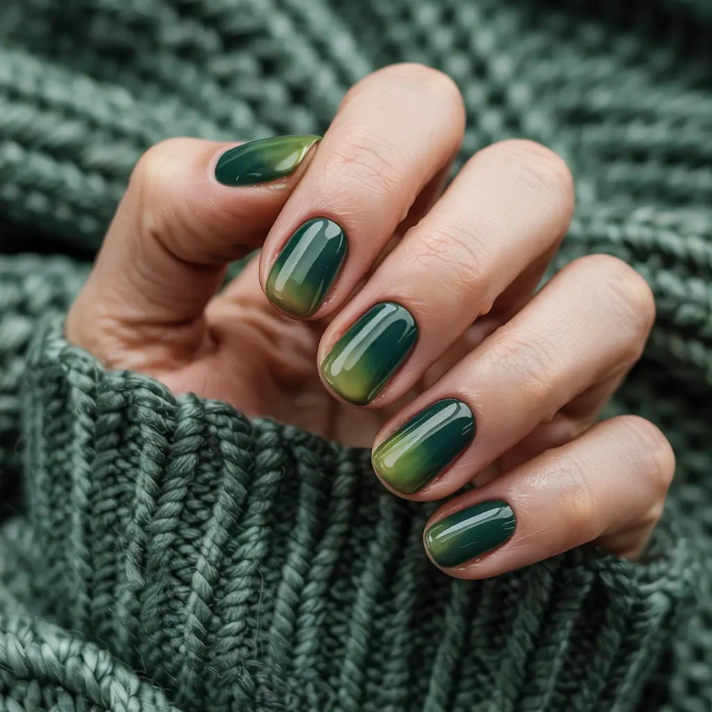 green winter nails short gradient dream