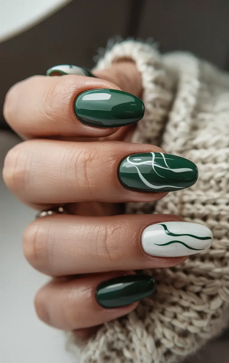 green winter nails short Forest Whispers