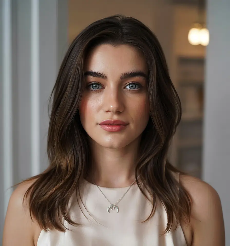 winter haircuts for round faces Classic Sleek Mid-Length Shine