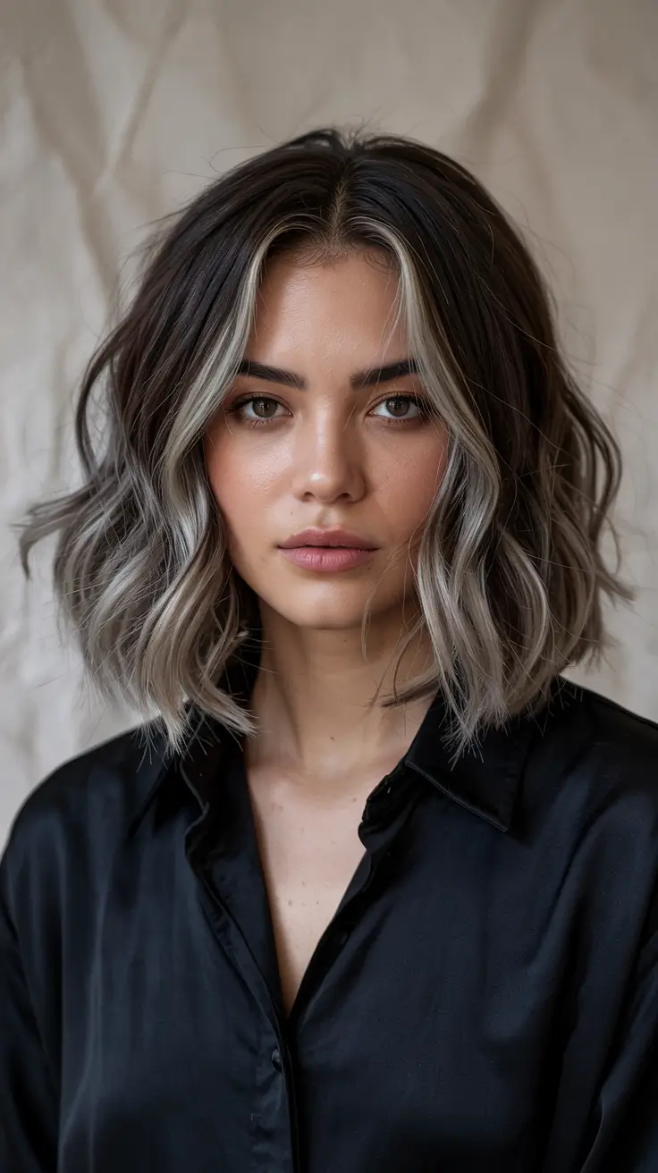 winter haircuts for round faces Frosted Dimensional Bob