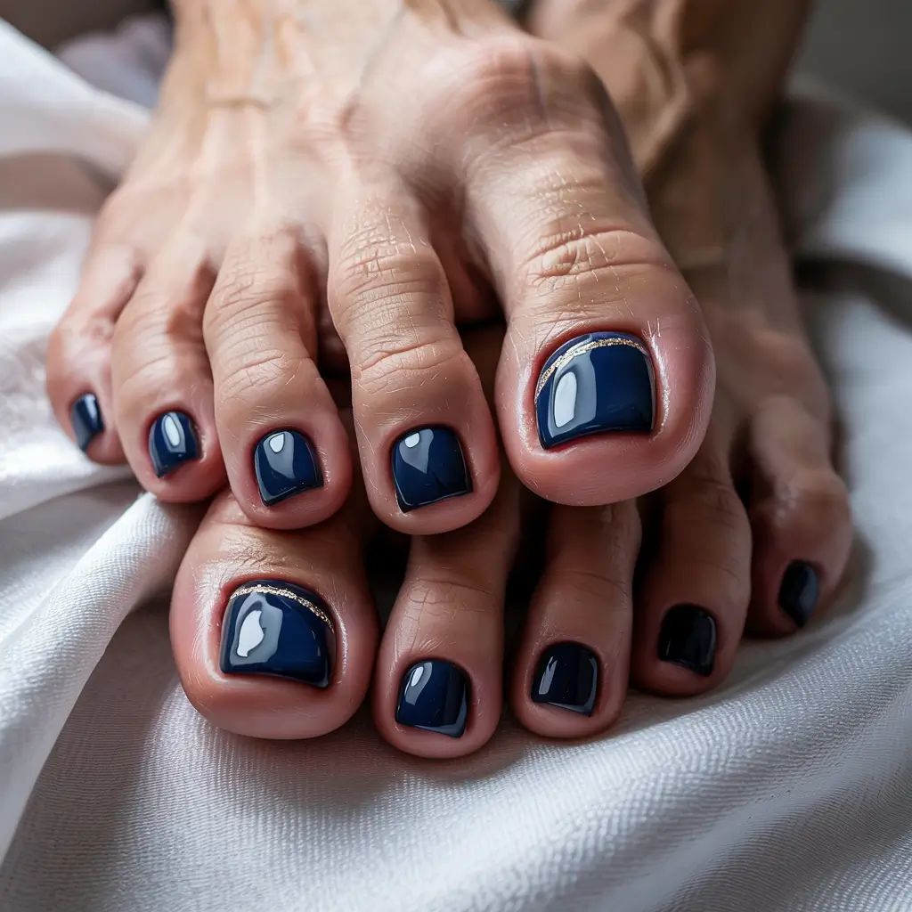winter nails toes Midnight Royal: Deep Navy Perfection