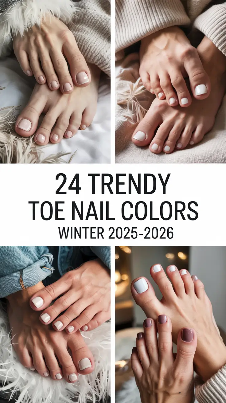 Trendy Toe Nail Colors Winter 2025–2026: Cute Shades, Elegant Designs & Pretty Polish Ideas