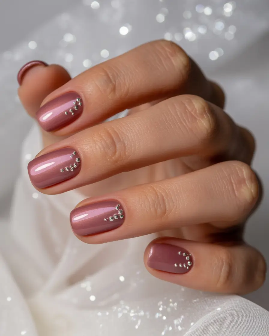 Trendy Winter Dip Nails 2025 2026 Rosy Glow with Crystal Accents