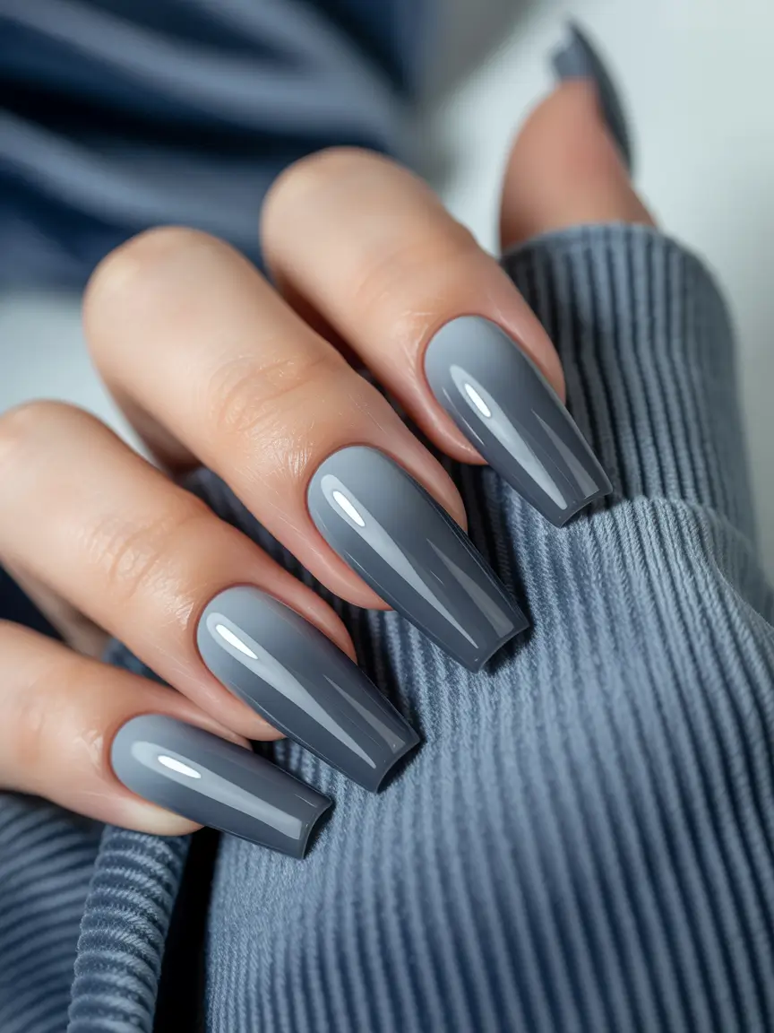 Trendy Winter Dip Nails 2025 2026 Steel Elegance in Motion