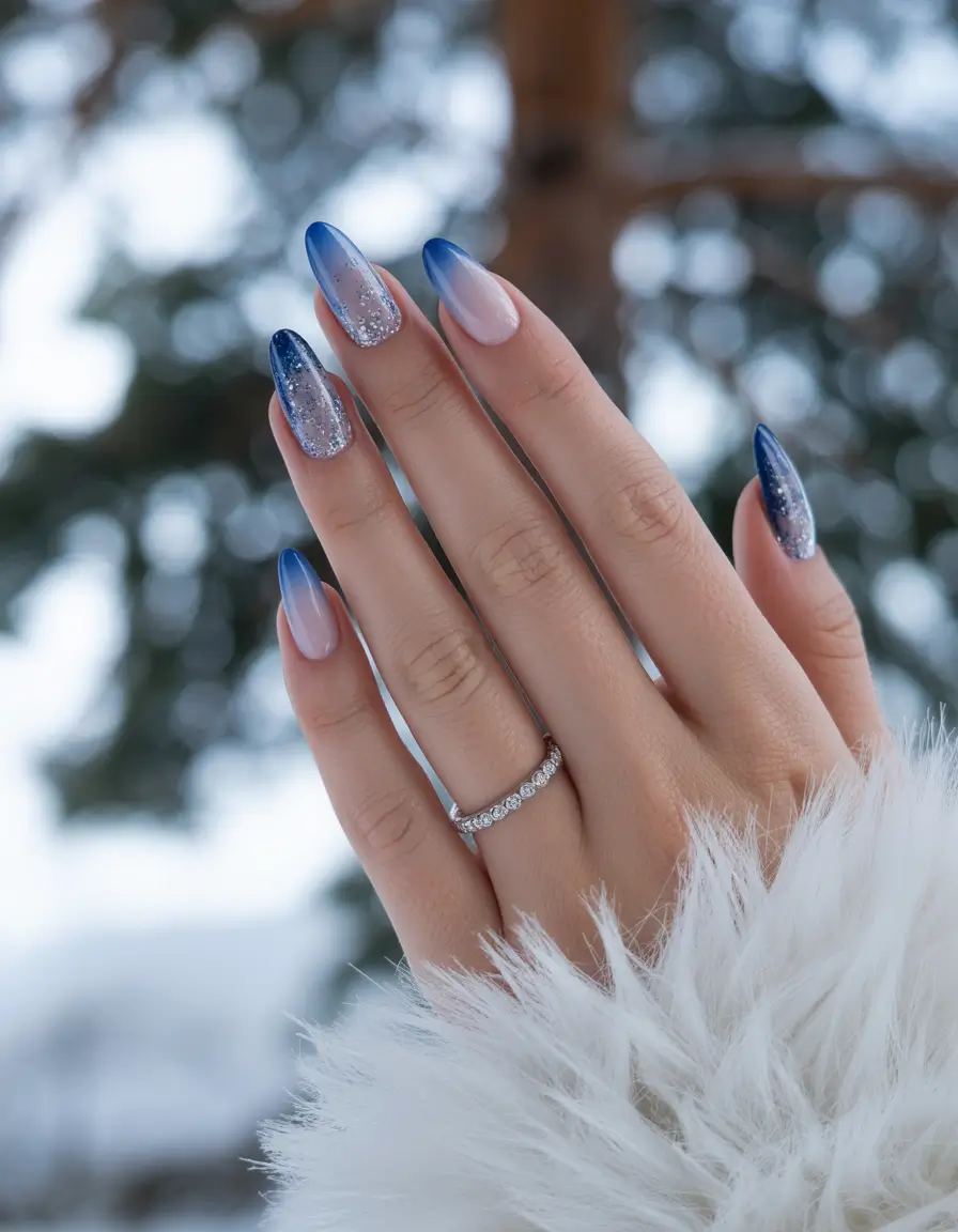 dip nail ideas blue Arctic Chrome Dream