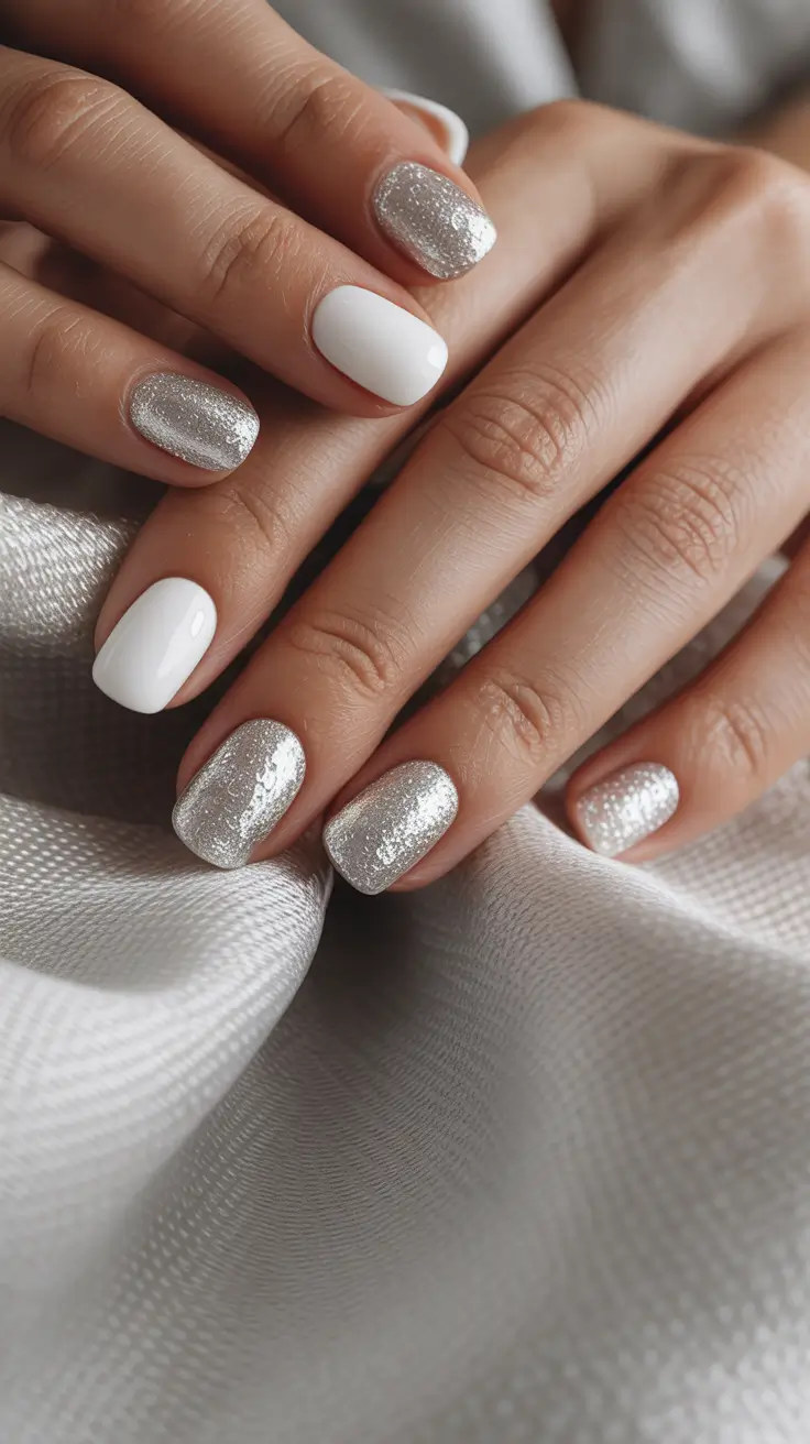 Trendy Winter Dip Nails 2025 2026 Frosted White & Silver Dreams