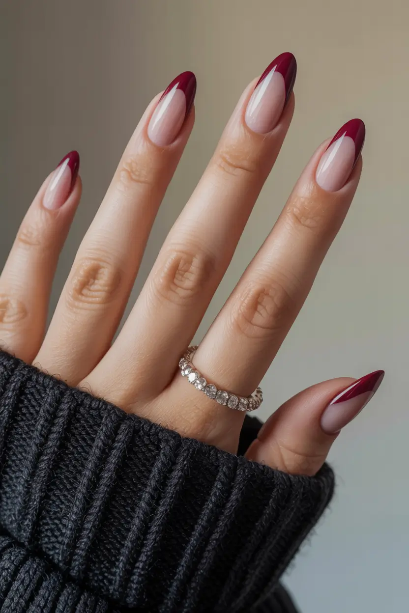 Trendy Winter Dip Nails 2025 2026 Wine Toned French Revival