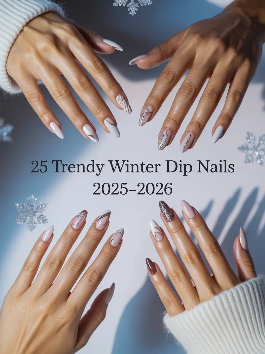 Trendy Winter Dip Nails 2025–2026: Elegant Almond and Short Nail Ideas for a Cozy, Stylish Season
