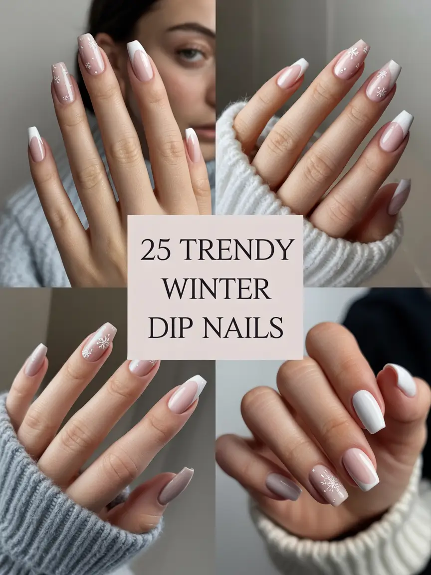 Trendy Winter Dip Nails 2025–2026: Elegant Almond and Short Nail Ideas for a Cozy, Stylish Season