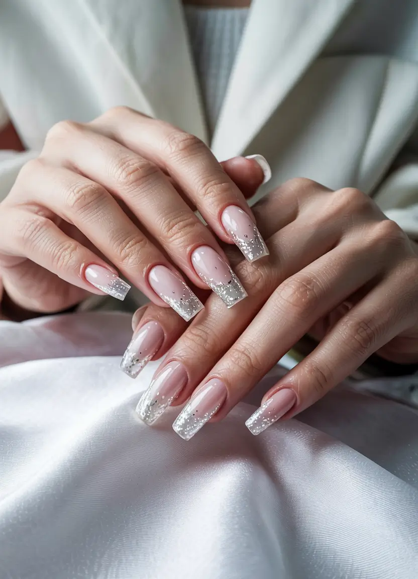 winter nails designs Frosted Silver Elegance