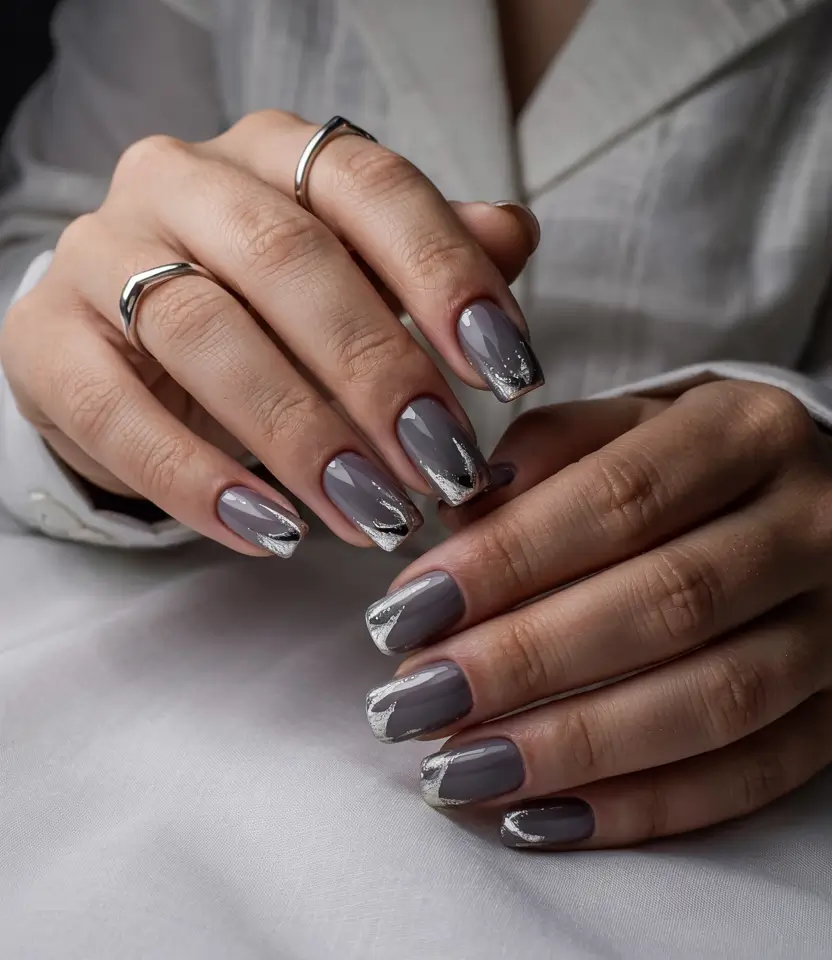 winter-nails-design-ideas-blue Smoky Gray Chrome