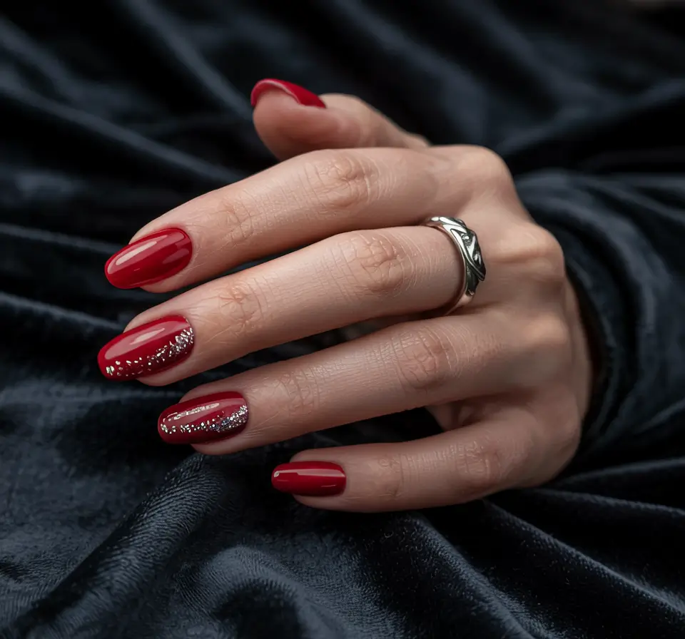 winter-nails-colors-2025 Velvet Red Glow