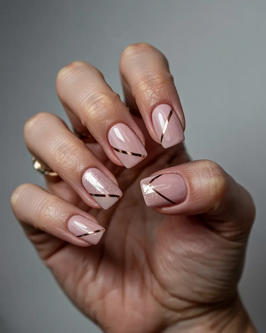winter nails designs Golden Minimal Lines