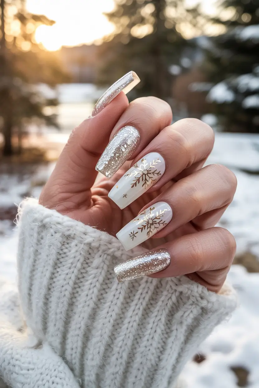 winter nails 2025 Snow Queen Sparkle