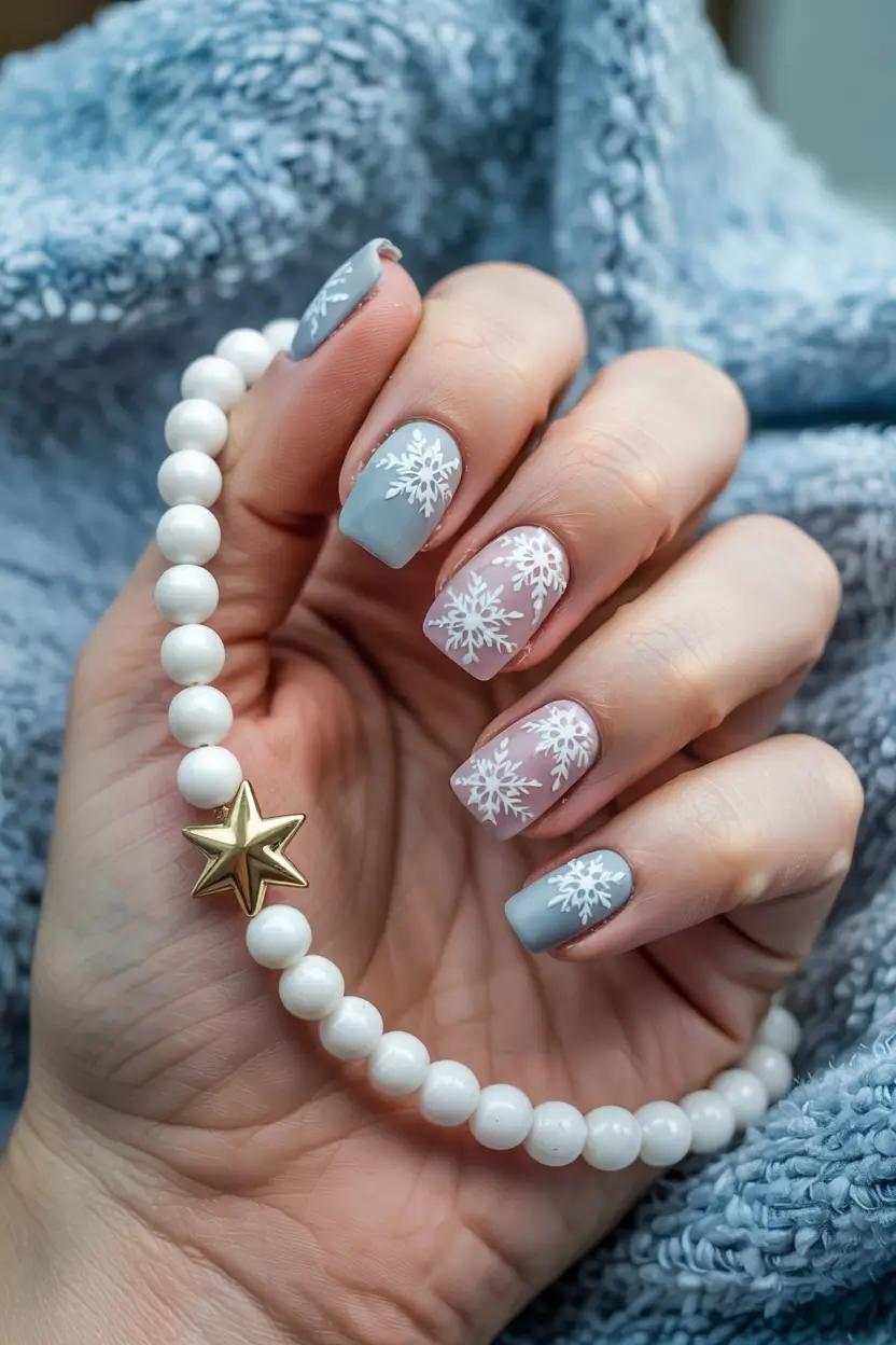 winter nails ideas Powder Blue Snowfall