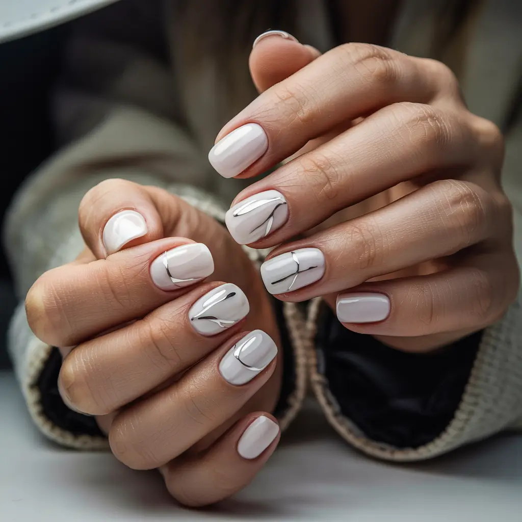 winter nails ideas Minimal Marble Lines