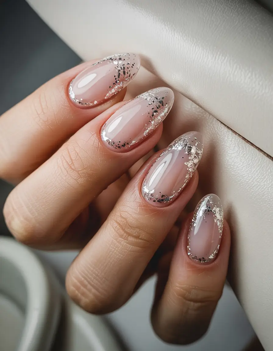 winter nails ideas Crystal Frost Tips
