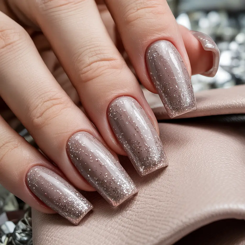 winter nails gel Champagne Dust